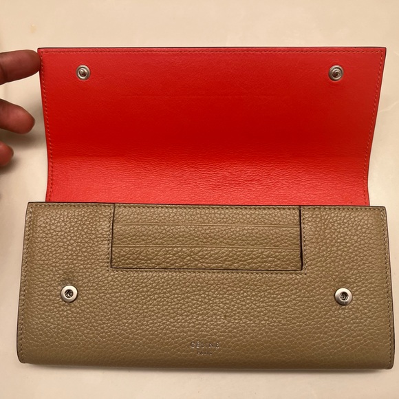 Celine Large Flap Continental Long Double Snap Trifold Wallet Grained Calfskin - Picture 2 of 9